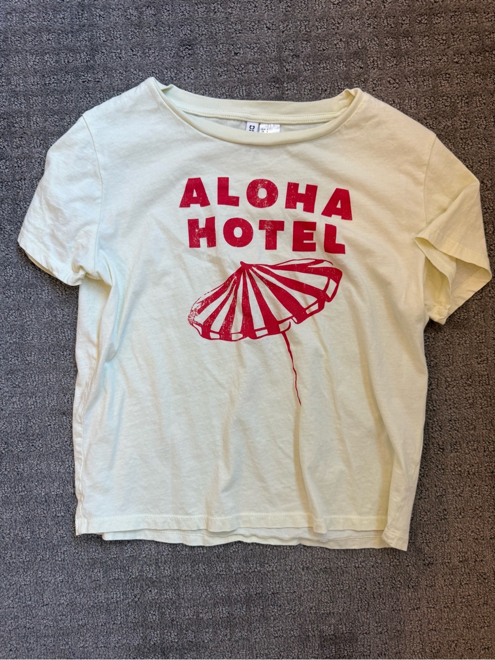H&M Pale Yellow Graphic Tee with Red Print